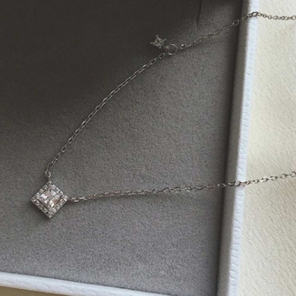 Sterling Silver Square Delicate Necklace - Picture 2 of 4
